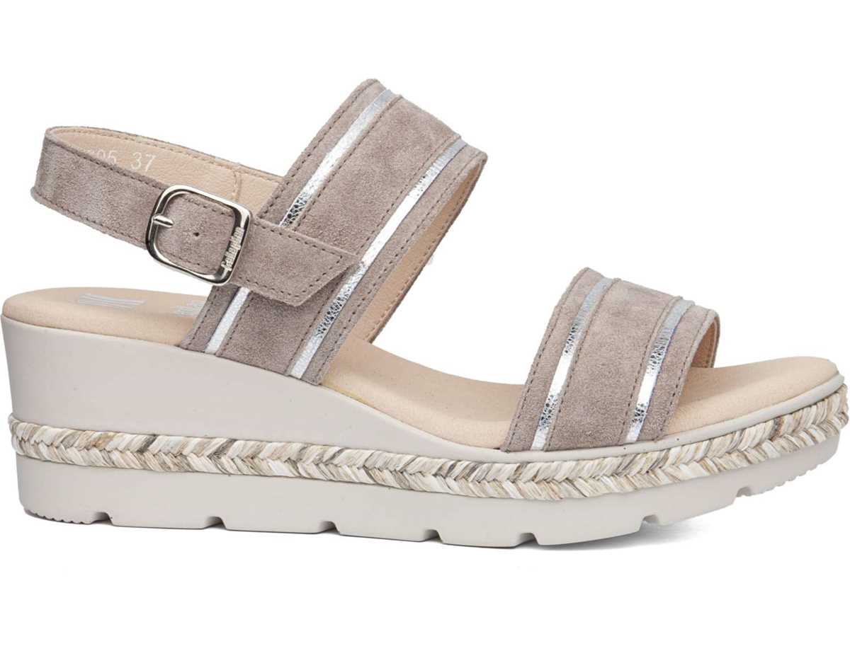 Sandali con Zeppa Callaghan 29805 Mara Donna Beige Argento | SIV2292WR