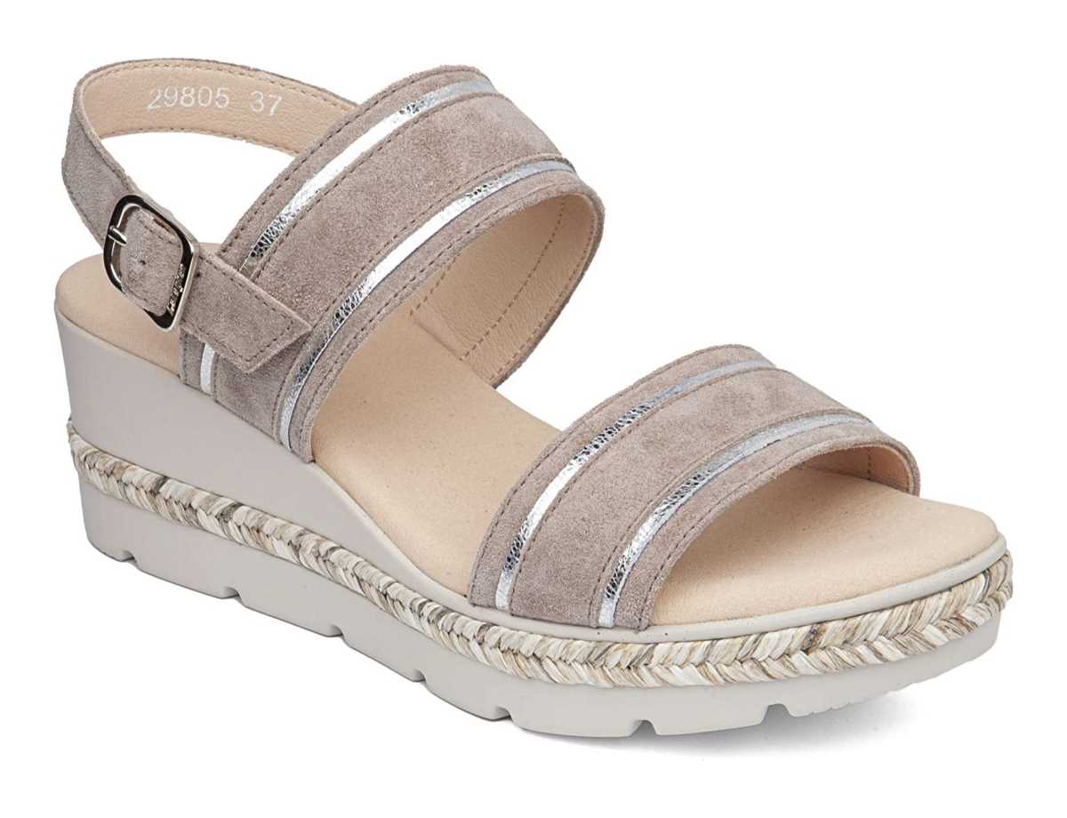 Sandali con Zeppa Callaghan 29805 Mara Donna Beige Argento | SIV2292WR