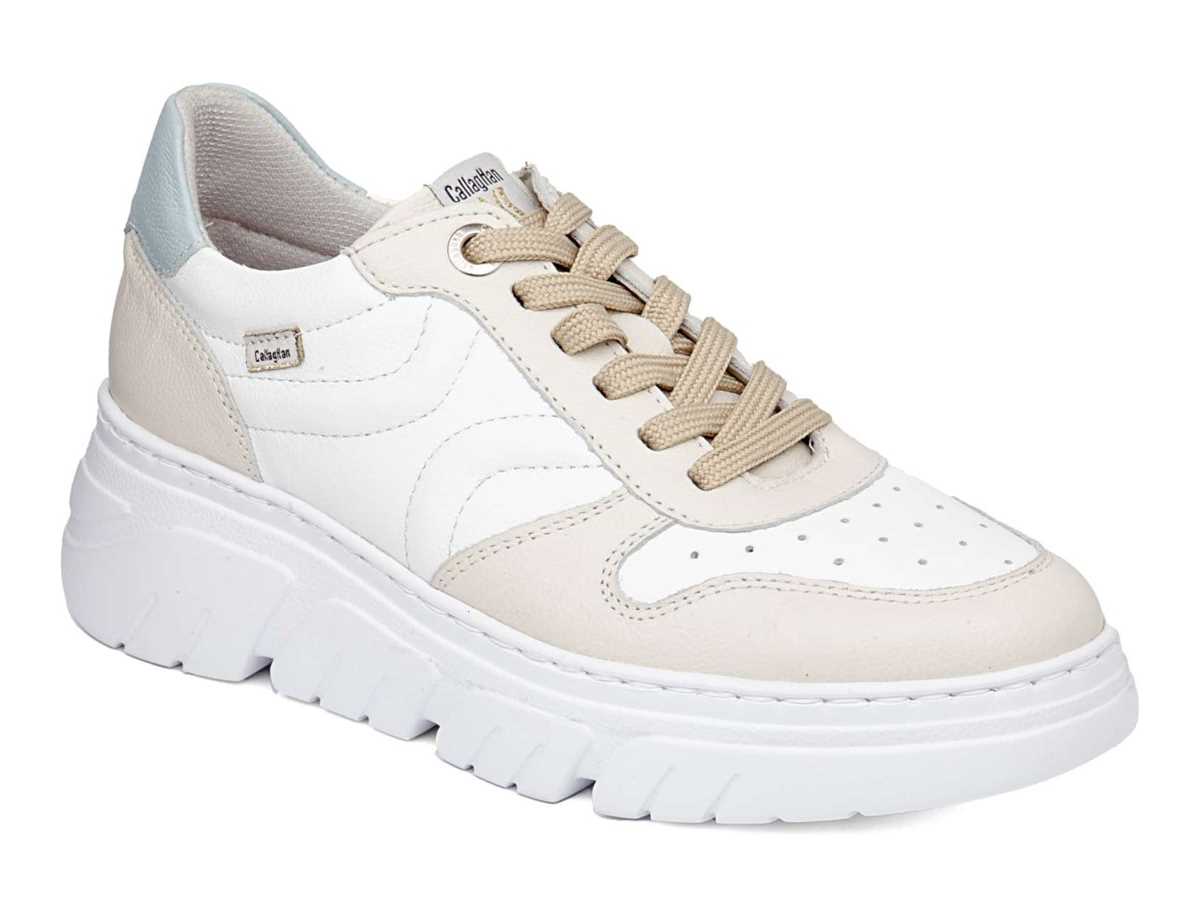 Scarpe da Ginnastica con Plateau Callaghan 51806 Baccara Donna Beige Bianche Blu | OQN8781YZ