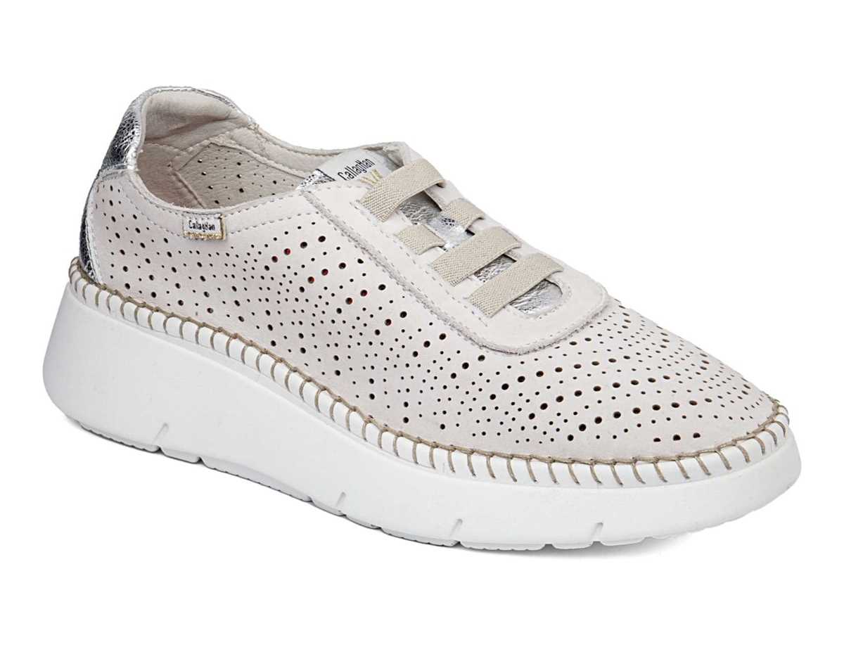 Scarpe da Ginnastica con Plateau Callaghan 53600 Circular Sra. Donna Bianche Argento | SWS7442FB