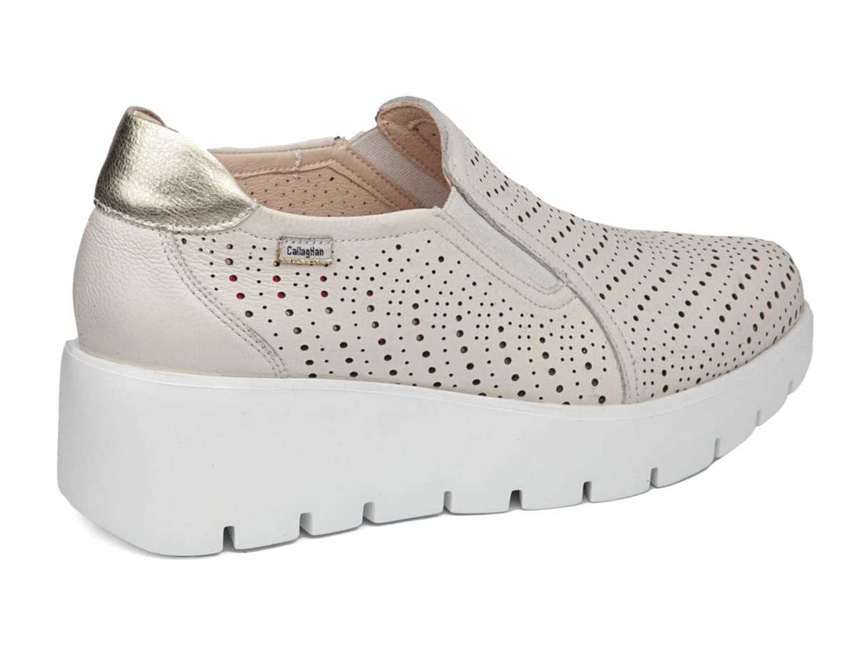 Scarpe da Ginnastica con Plateau Callaghan 32103 Amal Donna Bianche Beige | WHU4912BM